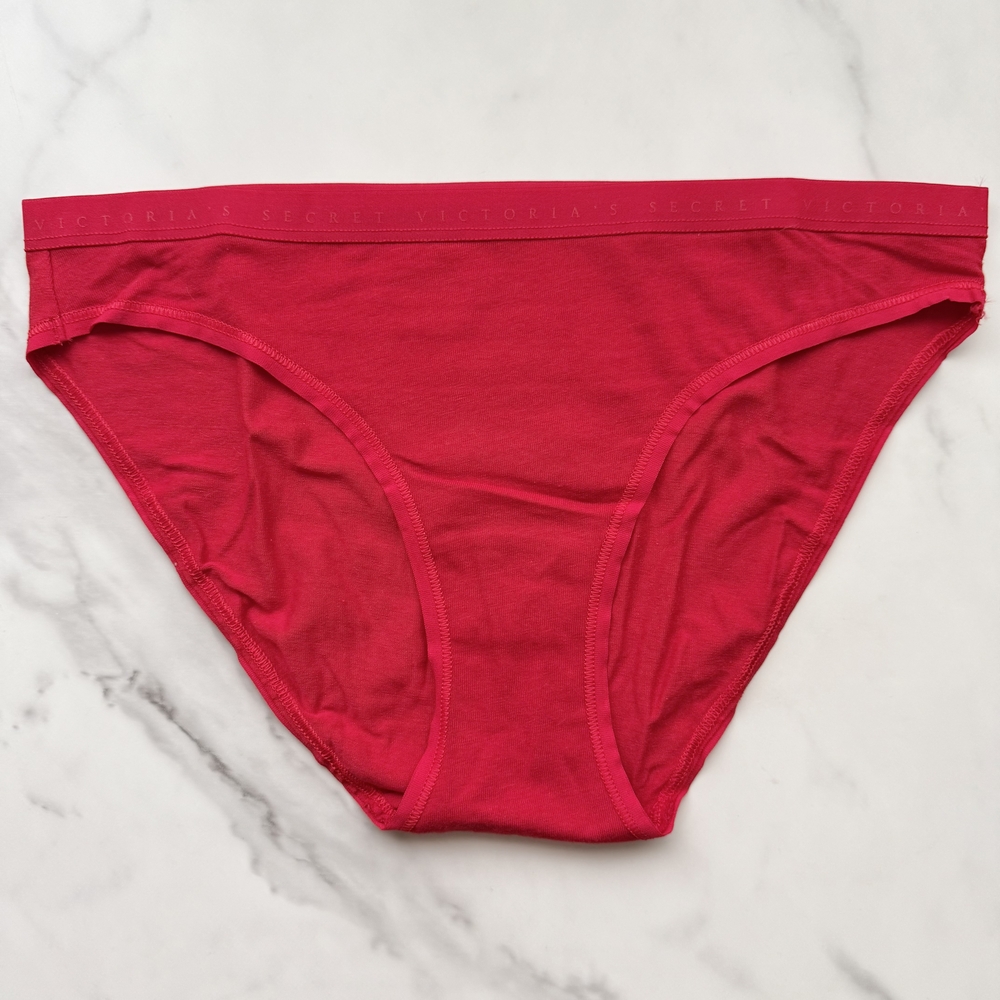 NWOT VICTORIA'S SECRET STRETCH COTTON BIKINI PANTY IN LIPSTICK SIZE S/M/L/XL